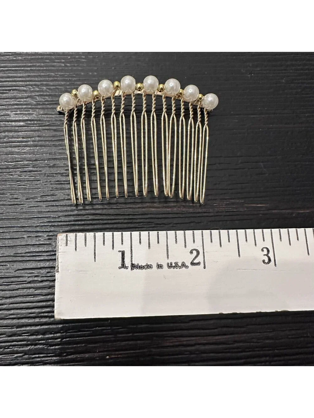Vintage Gold Tone Faux Pearl Hair Combs Set Of 2 Bridal Wedding Hair Accessories